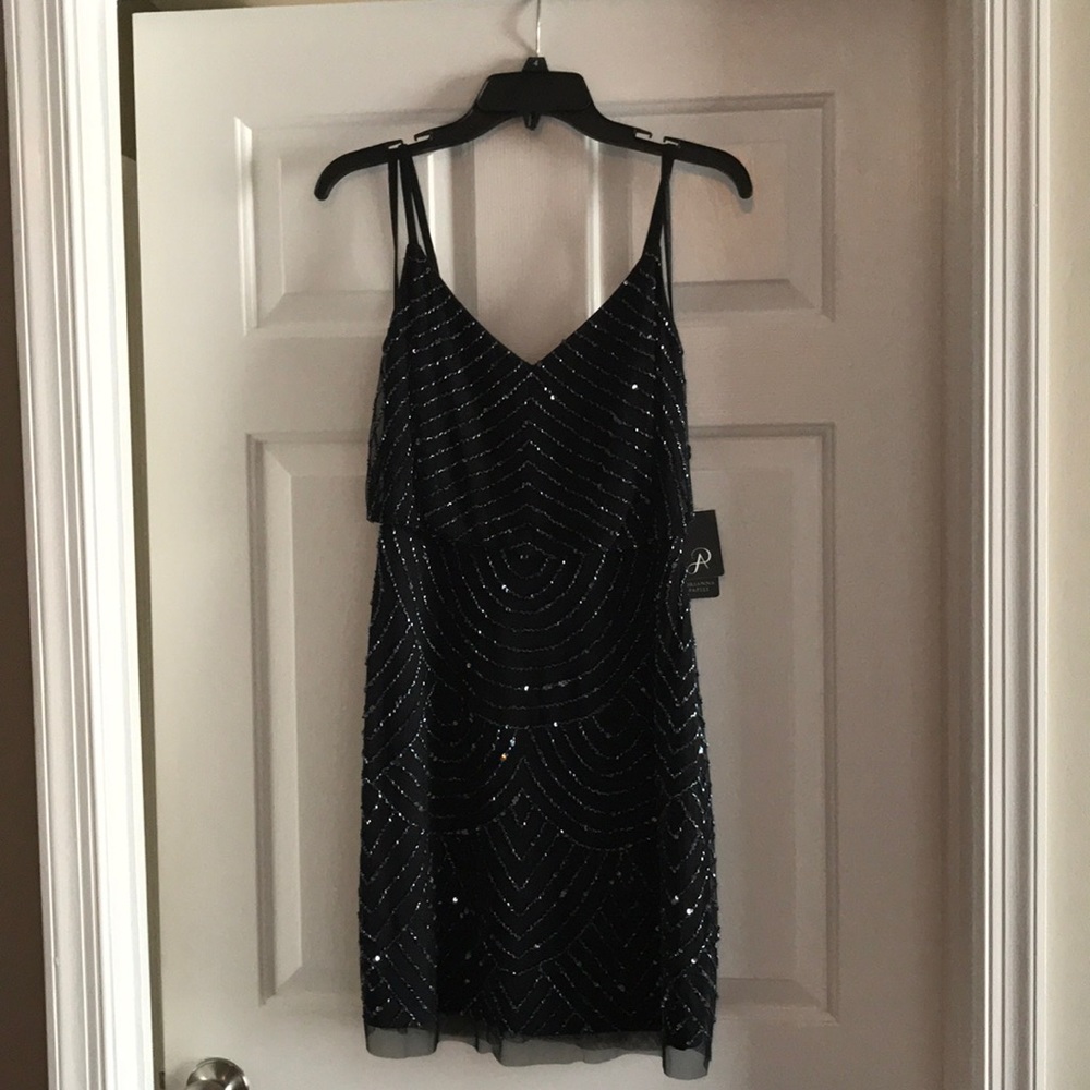 Adrianna Papell Blouson Bead Dress NWT 4